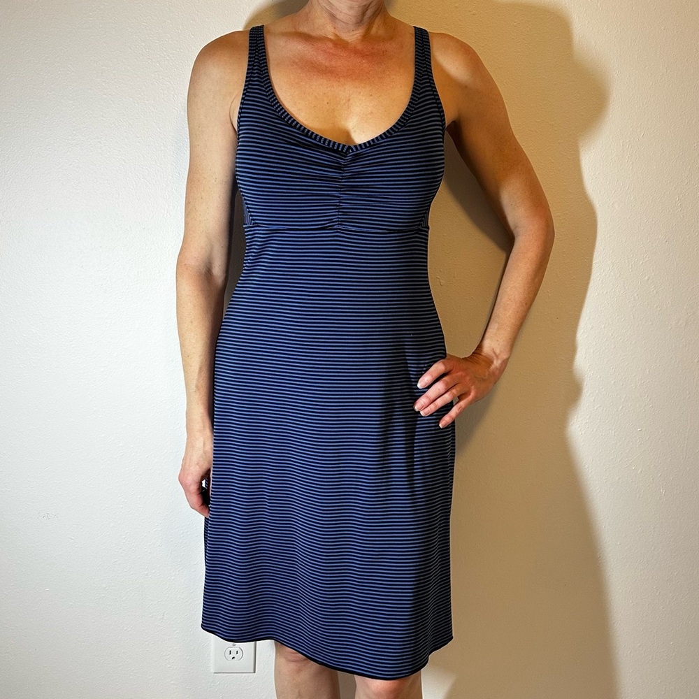 Prana Blue and Black Striped Dress